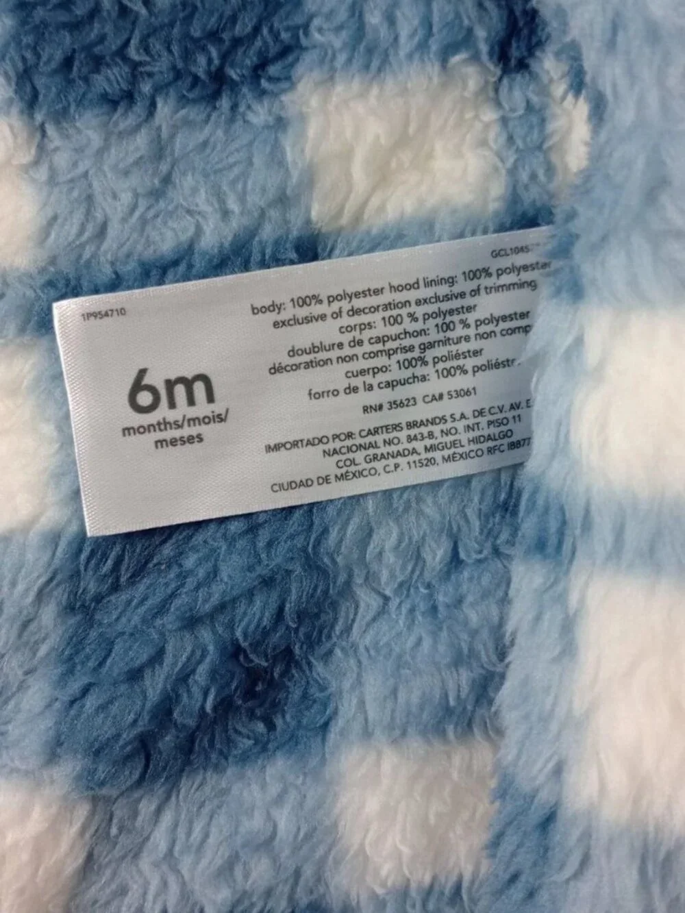 NWT‎ Carter's Baby Size 6m Fuzzy Blue Plaid Sherpa Jumpsuit